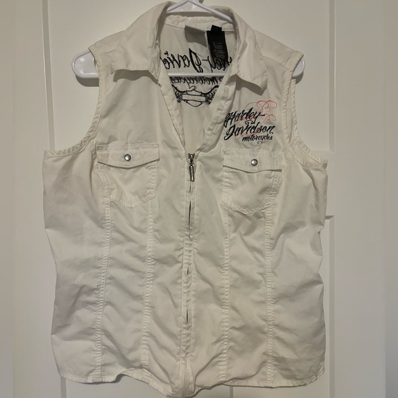 Harley-Davidson Tops - Harley Davidson women’s shirt/vest zip front with pearl snap pockets size XL